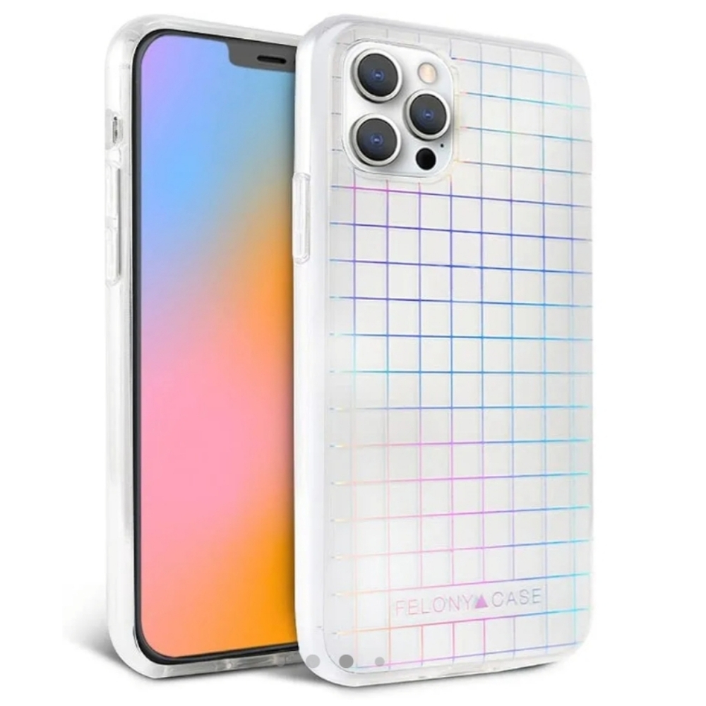 Felony IPhone 13 Pro Holographic Grid Clear Rubber Phone Case